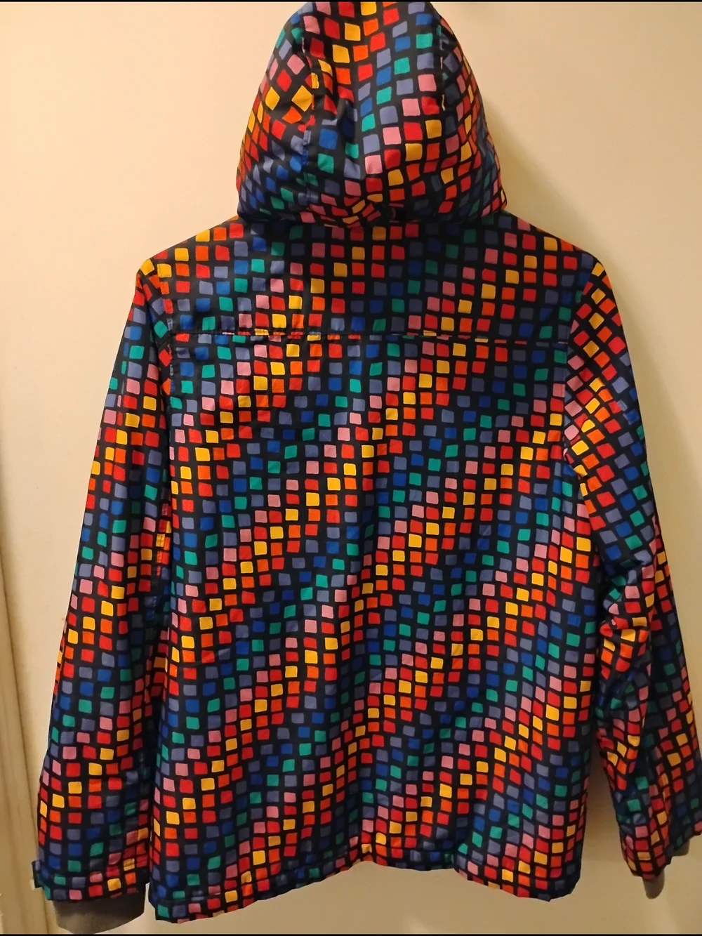 Lands' End Kids Hooded Raincoat - Multicolor Geometric Print Kids Size L